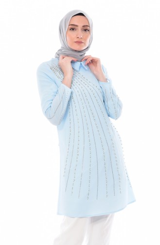 Stone Printed Pearl Tunic 8028-04 Baby Blue 8028-04