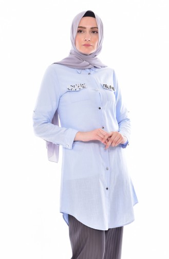 Pearls Tunic 9009-09 Baby Blue 9009-09