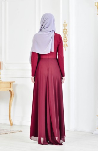 Robe de Soirée Bordée de Pierre 52690-01 Bordeaux 52690-01