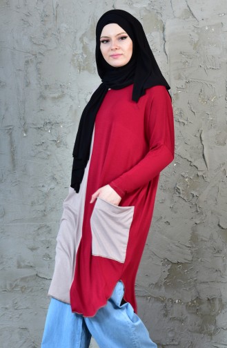 Garnili Yarasa Kol Tunik 1001-03 Bordo Vizon