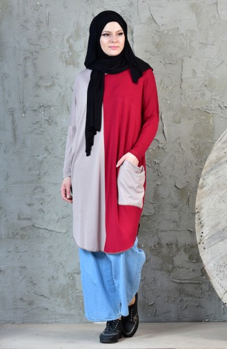 Garnili Yarasa Kol Tunik 1001-03 Bordo Vizon 1001-03