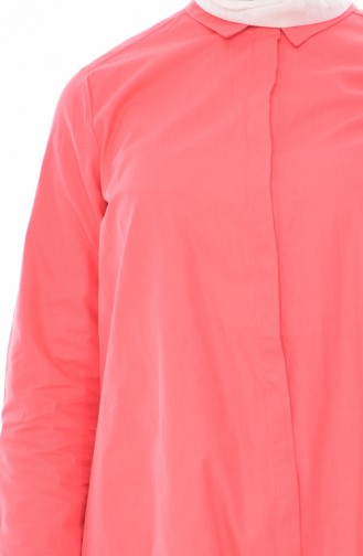 Longue Chemise a Boutons Cachés 21088A-03 Fushia 21088A-03