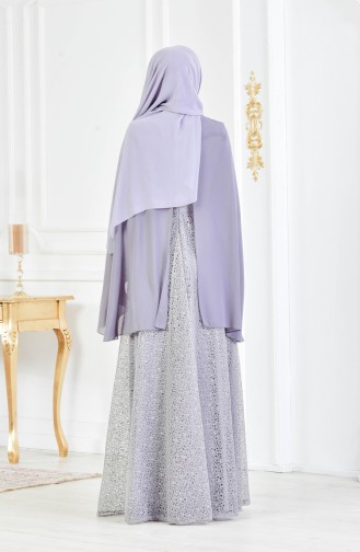 Robe de Soirée a Paillette 3287-01 Gris 3287-01