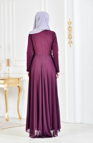 Robe de Soirée Bordée de Pierre 52690-04 Plum 52690-04