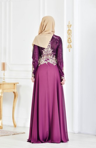 Robe de Soirée a Paillette 3302-02 Plum 3302-02