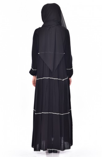 Nakış Detaylı Elbise 1083-06 Siyah Gri