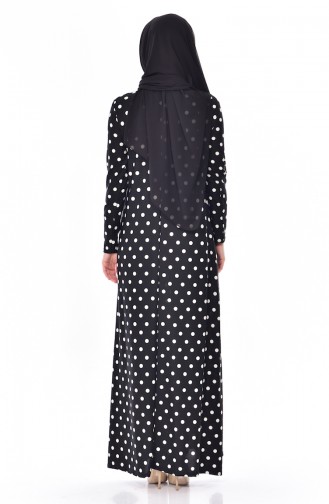 Puantiyeli Elbise 7501-01 Siyah