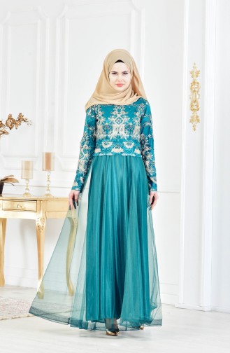 Robe de Soirée a Dentelle 3175-03 Vert Emeraude 3175-03