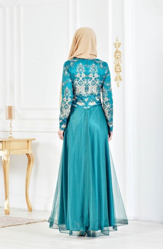 Robe de Soirée a Dentelle 3175-03 Vert Emeraude 3175-03