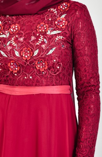 Embroidery Lace Evening Dress 3301-03 Bordeaux 3301-03