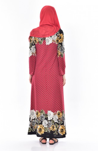 دلبر فستان بتصميم مُنقط 6027-02 لون خمري 6027-02