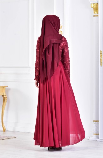 Robe de Soirée Perlées 8134-01 Bordeaux 8134-01