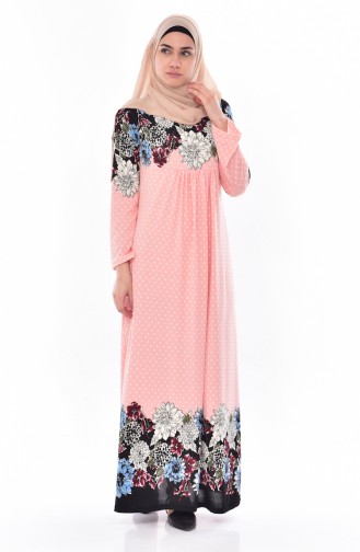 Robe Hijab Rose Pâle 6027-03