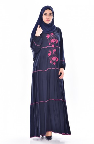 Navy Blue Hijab Dress 1083-01