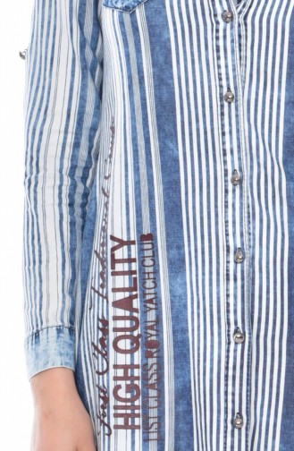 Striped Jeans Shirt  0711-01 Navy Blue 0711-01