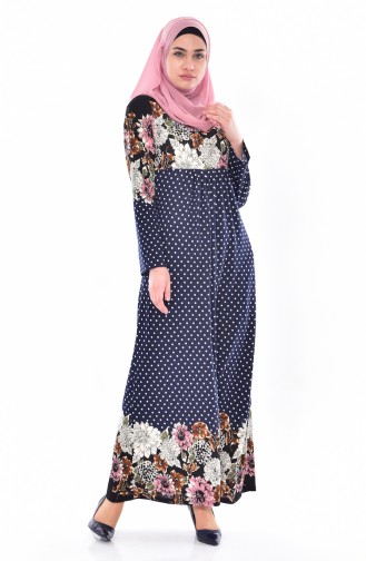 Dunkelblau Hijab Kleider 6027-01