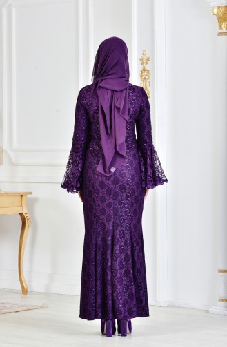 Purple Hijab Evening Dress 3314-04