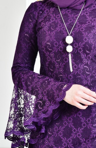Purple Hijab Evening Dress 3314-04