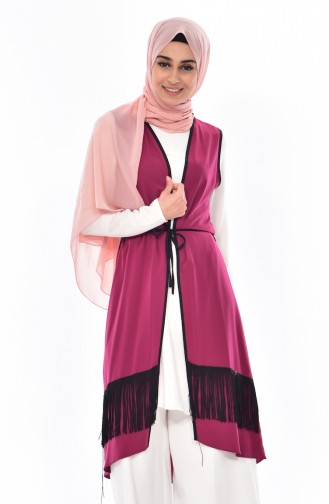 Tasseled Vest  1008-02 Plum 1008-02