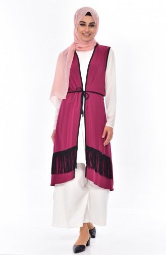 Gilet avec Franges 1008-02 Plum 1008-02