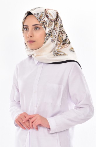 Karaca Desenli Eşarp 90477-01 Siyah Krem