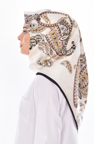 Karaca Desenli Eşarp 90477-01 Siyah Krem