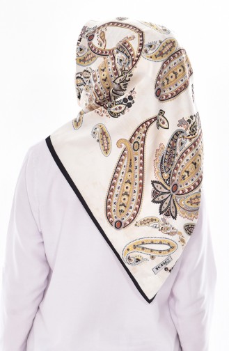 Karaca Desenli Eşarp 90477-01 Siyah Krem