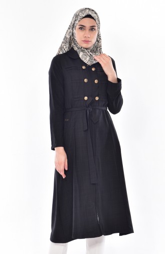 BURUN Belted Overcoat 61221-06 Black 61221-06