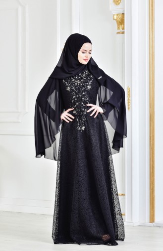 Abendkleid mit Pailetten 3287-04 Schwarz 3287-04