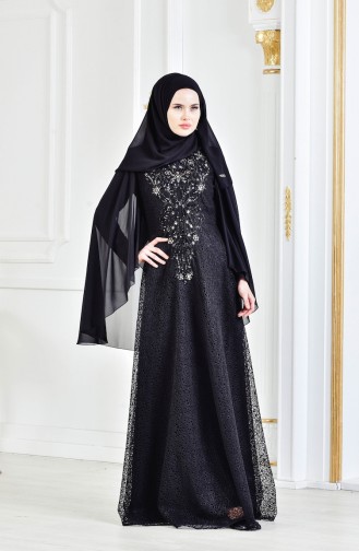 Robe de Soirée a Paillette 3287-04 Noir 3287-04