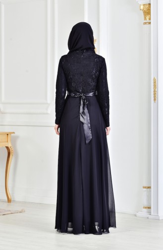 Black Hijab Evening Dress 3301-01