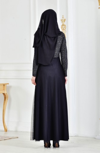 Black Hijab Evening Dress 8159-05