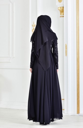 Black Hijab Evening Dress 8134-08