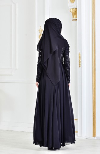 Abendkleid mit Perlen 8134-08 Schwarz 8134-08