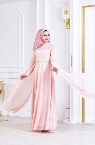 Lachsrosa Hijab-Abendkleider 3294-05