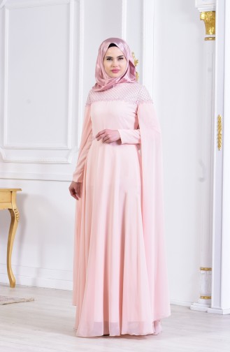 Lachsrosa Hijab-Abendkleider 3294-05