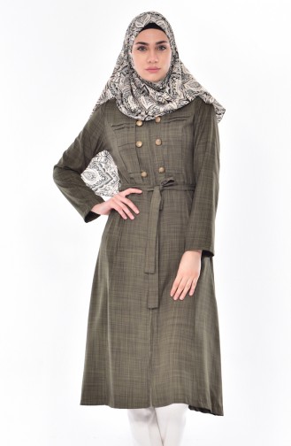 Hijab Mantel mit Gürtel 61221-03 Grün 61221-03