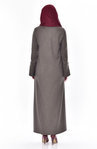 Reißverschluss Abaya mit Faltenarm Detalliert 49502-06 Khakigrün 49502-06