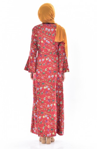 Claret Red Hijab Dress 3007-02