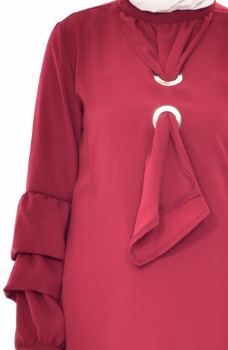 Fularlı Tunik 2087-03 Bordo