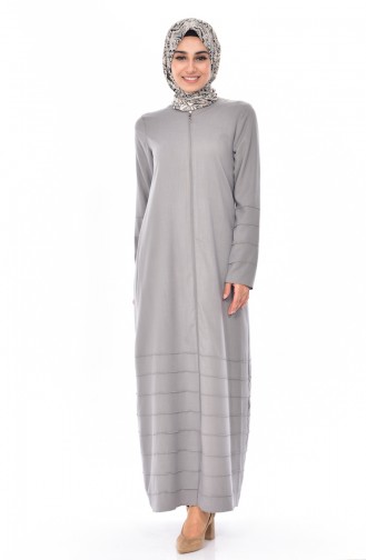 Abaya a Fermeture 49501-01 Gris 49501-01