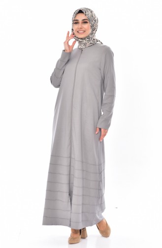 Abaya a Fermeture 49501-01 Gris 49501-01