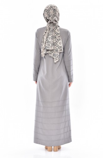 Abaya a Fermeture 49501-01 Gris 49501-01