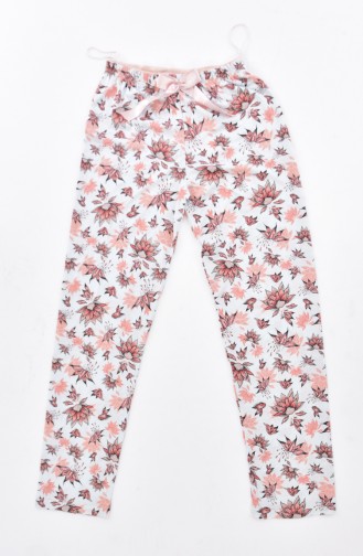 Pantalon Pyjama avec Fleurs 0435-3-01 Creme 0435-3-01