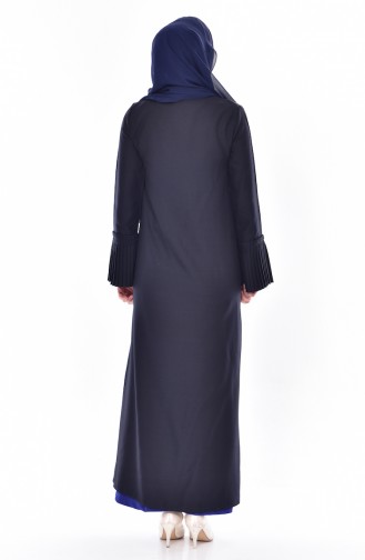 Reißverschluss Abaya mit Faltenarm Detalliert 49502-08 Dunkelblau 49502-08