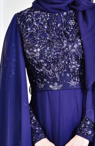 Dunkelblau Hijab-Abendkleider 3284-03