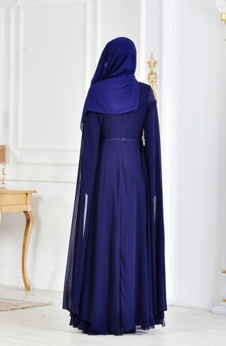 Dunkelblau Hijab-Abendkleider 3294-03