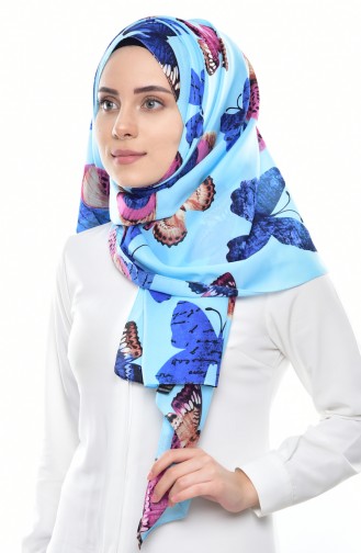 Schmetterling gemusterten Chiffon Schal 60062-15 Blau 15