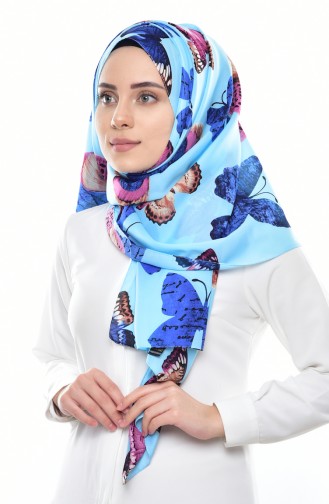 Schmetterling gemusterten Chiffon Schal 60062-15 Blau 15
