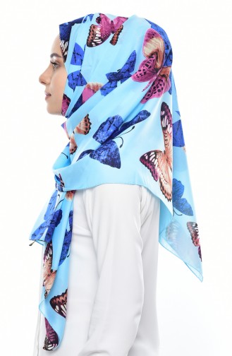 Schmetterling gemusterten Chiffon Schal 60062-15 Blau 15